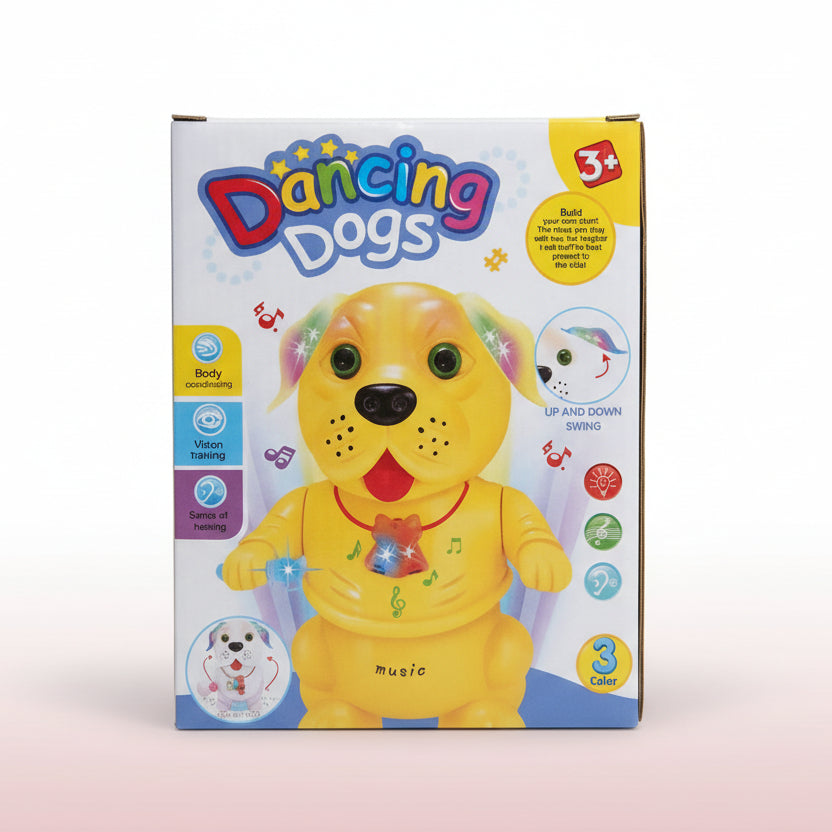 Box of a toy dog with colorful text and graphics on a white background