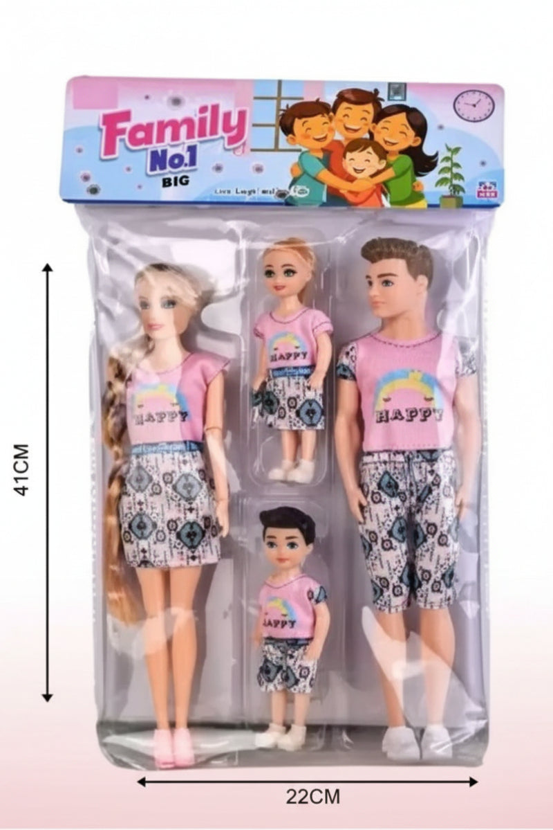 Set of dolls in packaging with family design on top, labeled 'Family No. 1'.