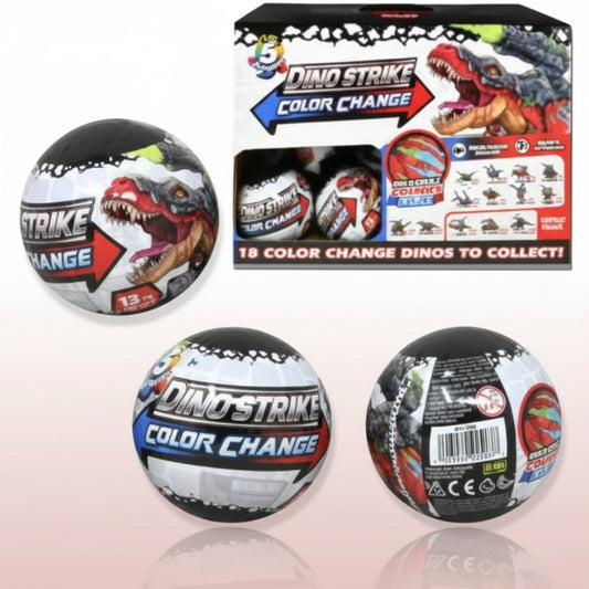 Color change toy balls with packaging featuring characters from the show 'Dinotrux'.