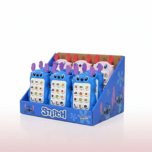 Set of toy phones with cartoon character design in a blue box