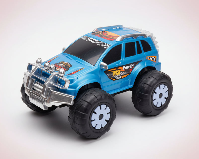 Toy monster truck with large wheels on a white background