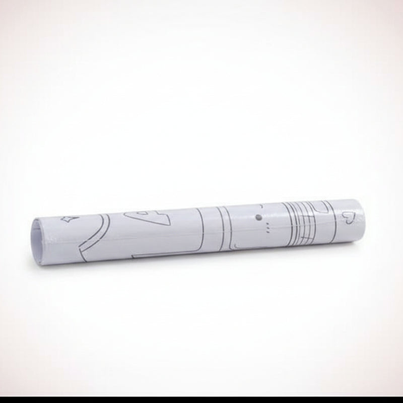 Roll of paper on a wooden surface with a white background