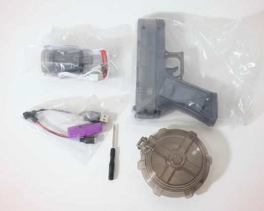 Electronics parts and tools on a wooden surface