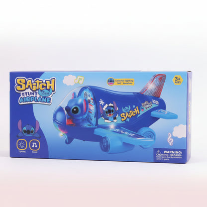 Box of a toy airplane with 'Satch' branding on a wooden surface.