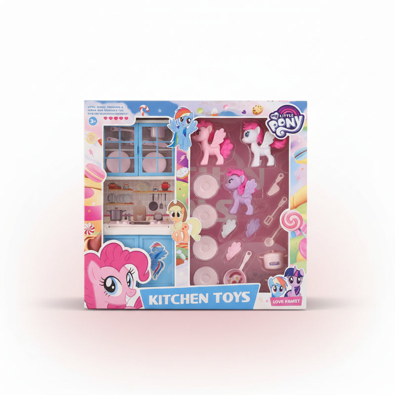 My Little Pony kitchen toys set in packaging on a wooden surface