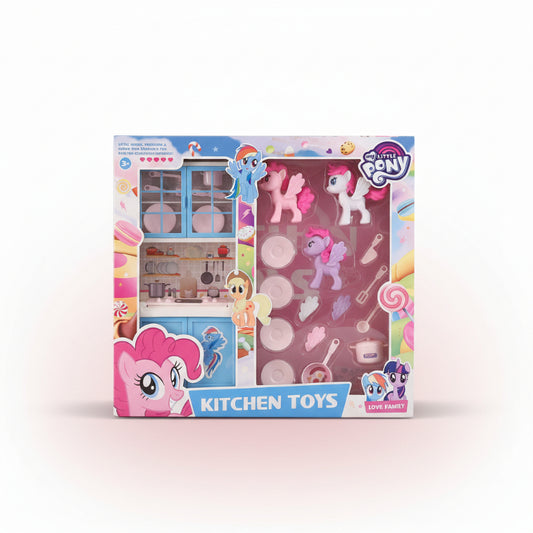 My Little Pony kitchen toys set in packaging on a wooden surface