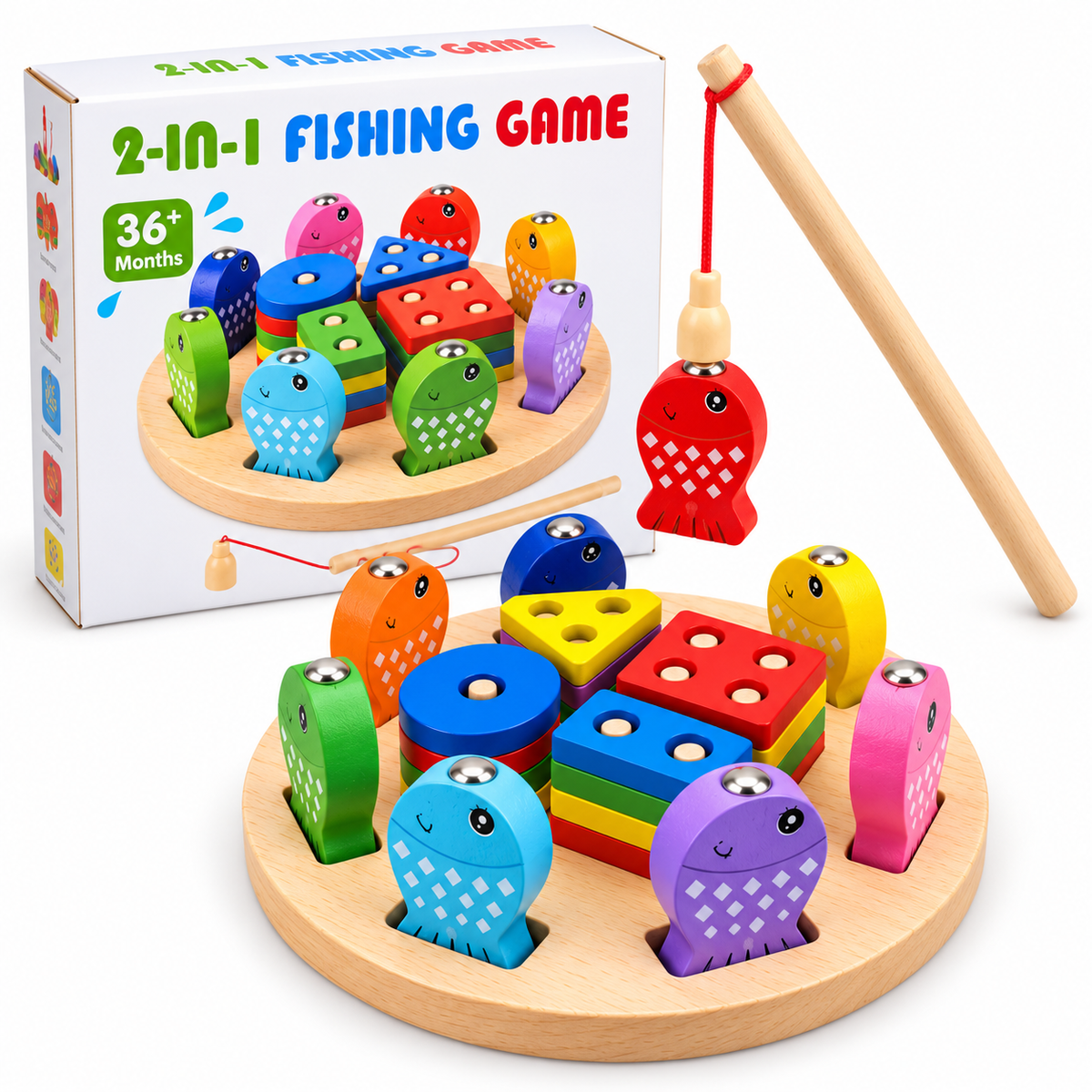 2-in-1 Magnetic Fishing & Shape Matching Game