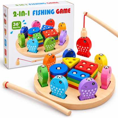 2-in-1 Magnetic Fishing & Shape Matching Game