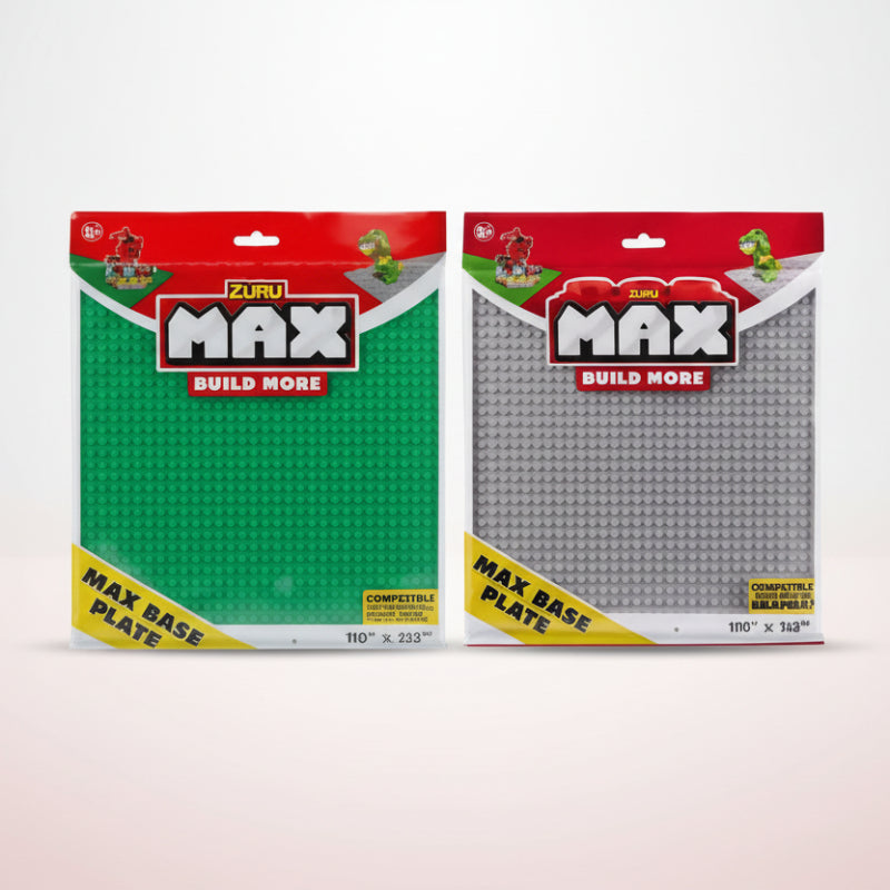 Two packages of MAX Build More foam sheets on a white background