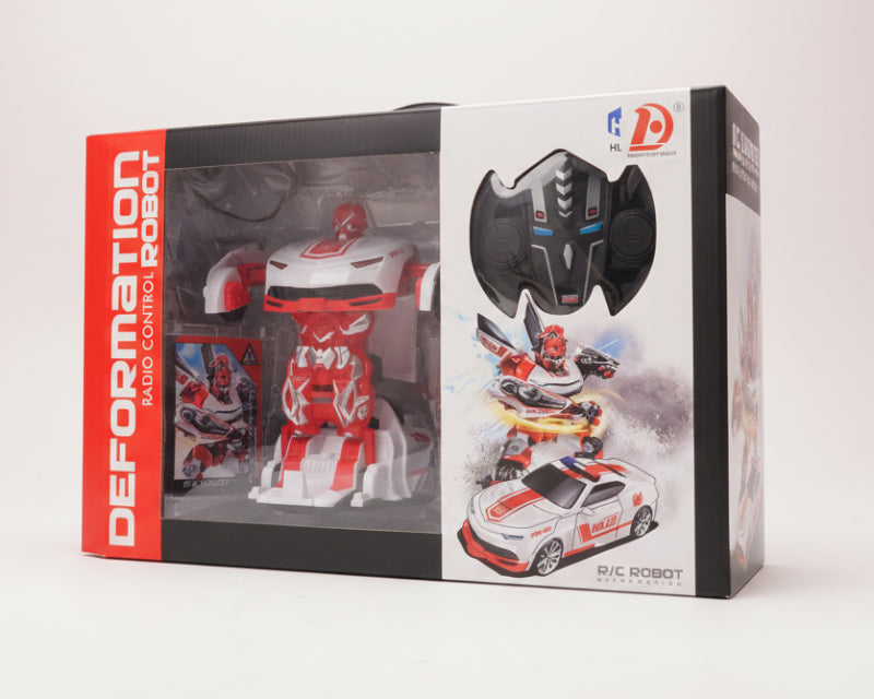 Deformation radio control robot toy in packaging with brand logo