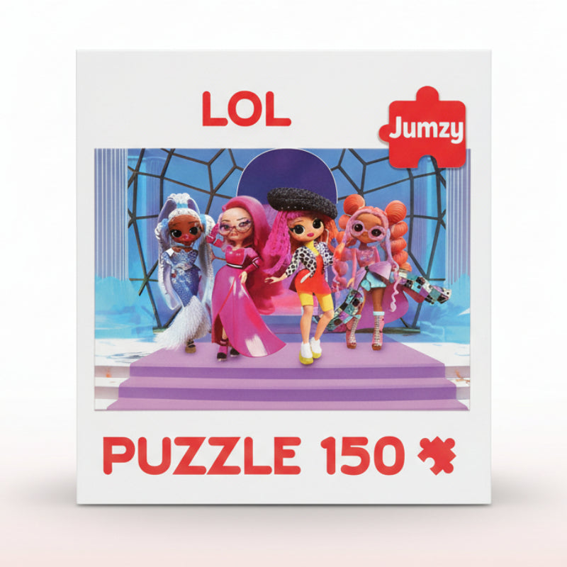 Jumzy LOL puzzle box with four dolls on a stage